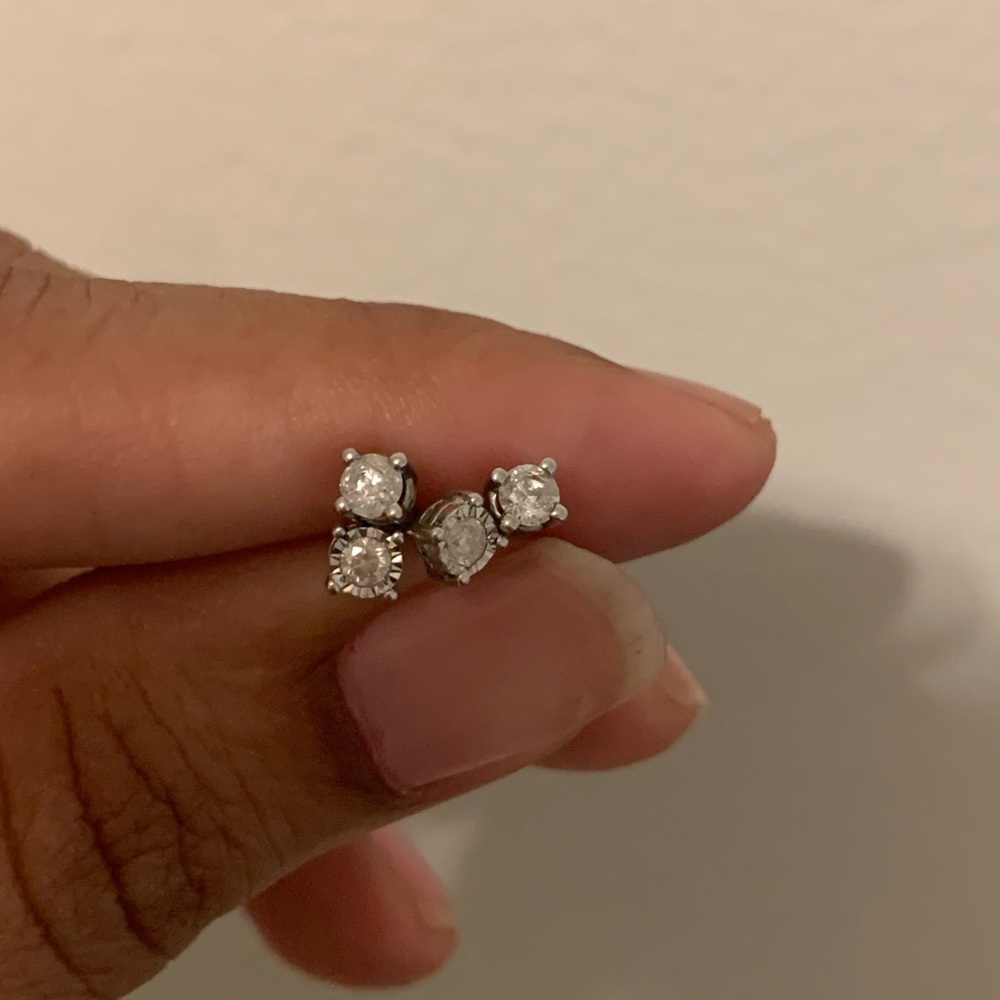 925 Solitaire Diamond Earrings - image 4